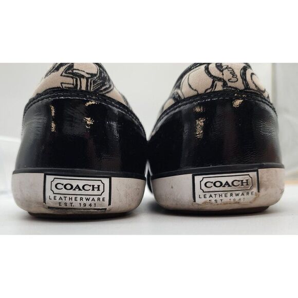 Coach Women's Black & White Canvas Sneakers Size 8 - Picture 4 of 8
